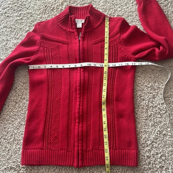 CHRISTOPHER & BANKS❤️Red CARDIGAN Full Zipper❄️VERY GOOD CONDITION Women’s SMALL - Picture 8 of 9